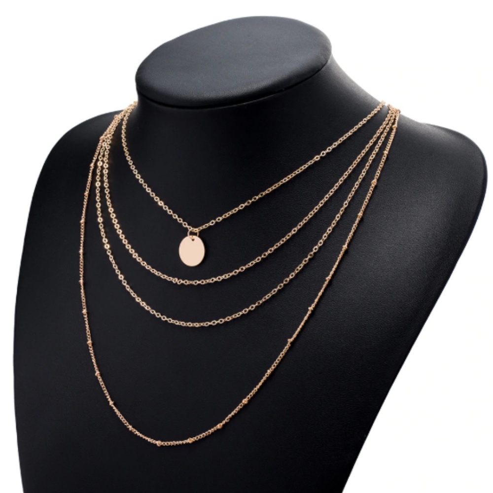 Boho Long Layered Round Circle Pendant Necklace - Picture 4 of 4
